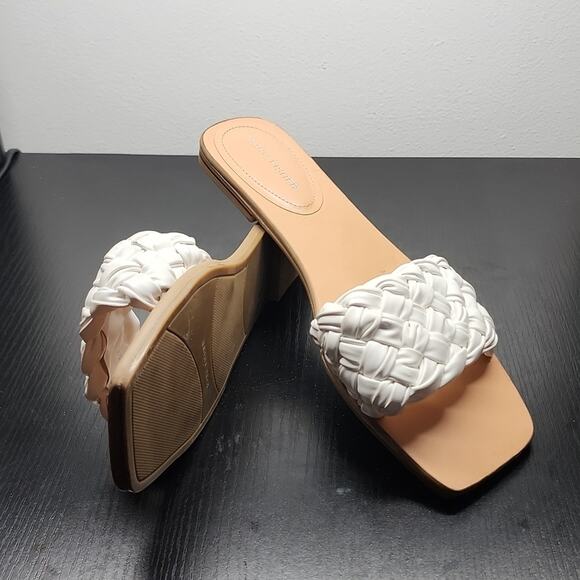 MARC FISHER SQUARE TOE SLIDES CRISS CROSS RIBBON THICK LEATHER BOTTOMS W.SIZE 10 - Picture 13 of 16